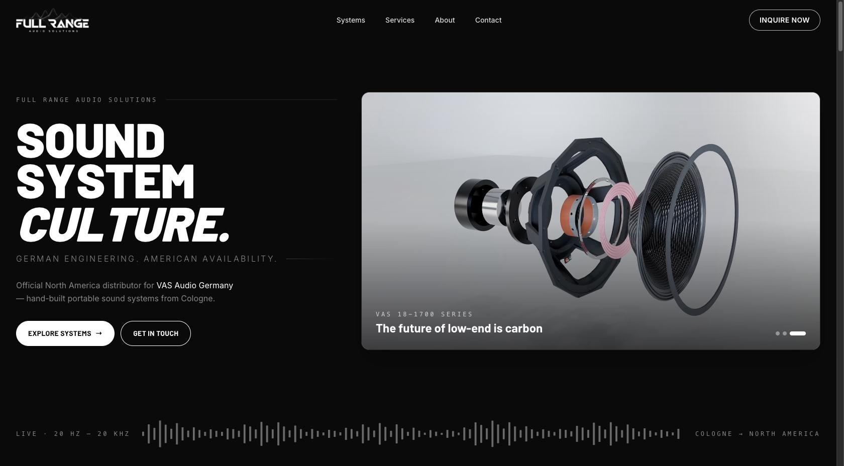 Full Range Audio Solutions website