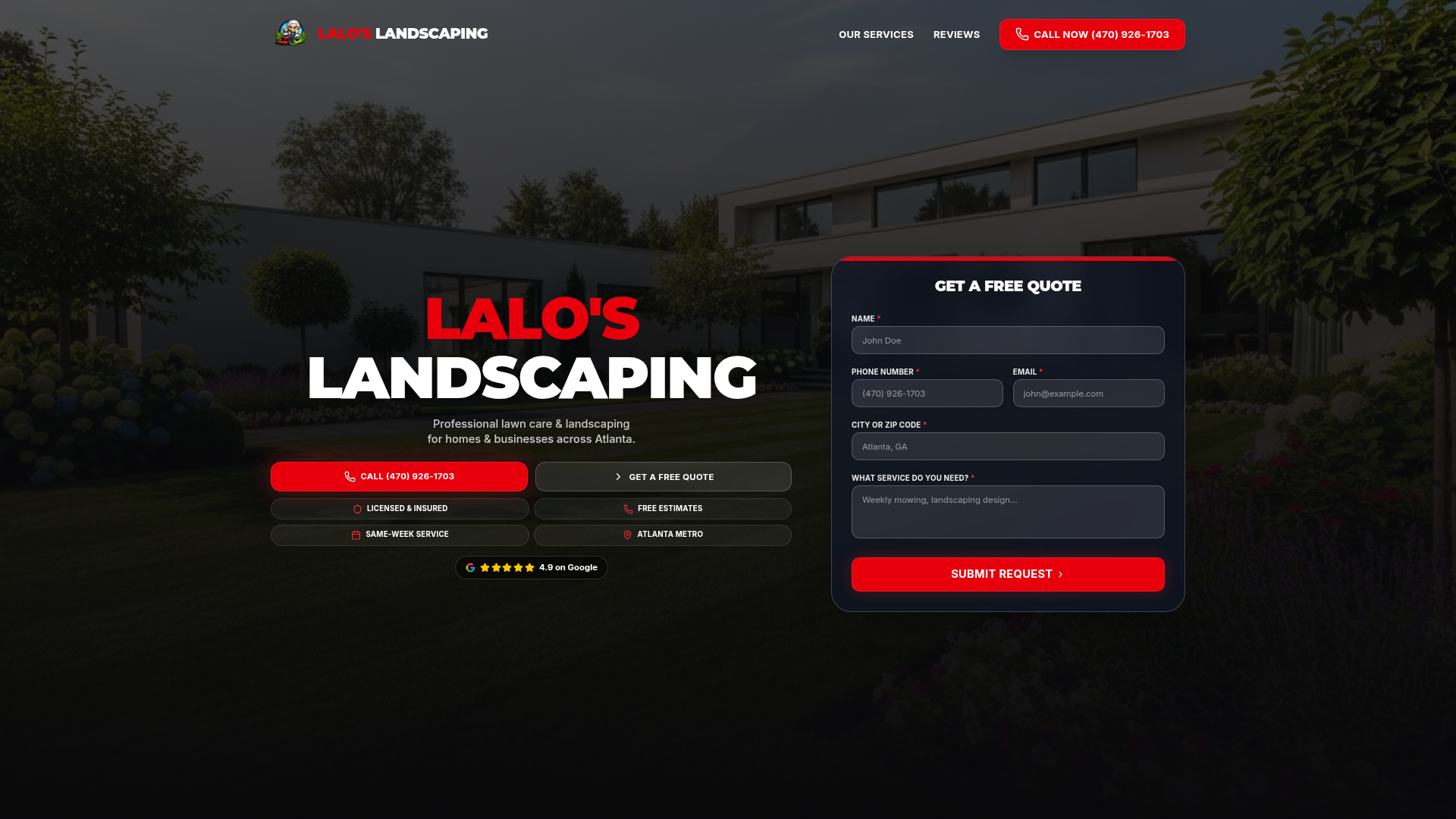 Lalo's Landscaping website