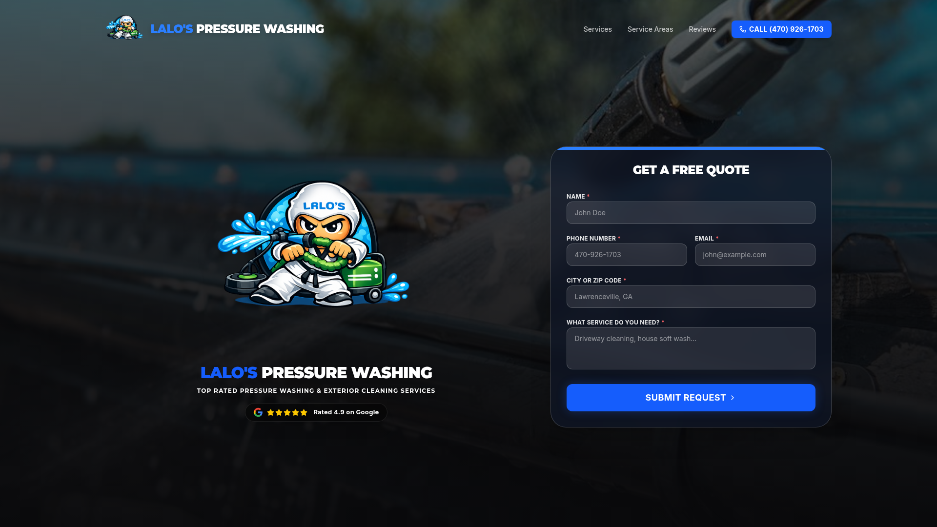 Lalo's Pressure Washing website